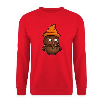 Funny Halloween poop pile with witch hat. - Unisex Sweatshirt - red - Front - Alina (178cm) & Michal (187cm)