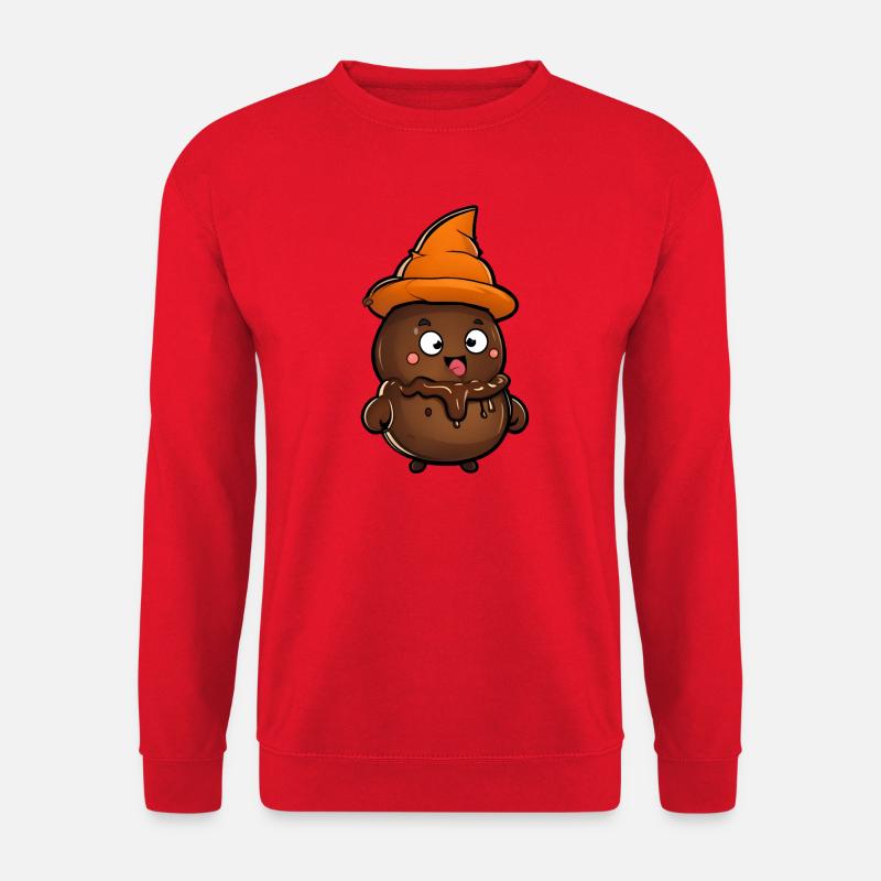 Lustiger Halloween Kackhaufen mit Hexenhut. - Unisex Pullover - Rot