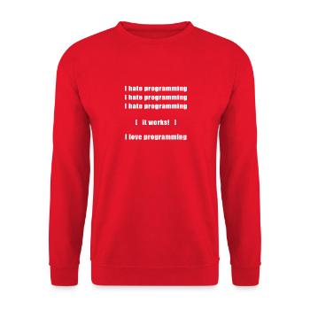 Code Programming - Unisex Sweatshirt - red - Front - Alina (178cm) & Michal (187cm)
