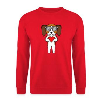Beagle avec lunettes de soleil et cœur - Sweat-shirt Unisexe - rouge - Devant - Alina (178cm) & Michal (187cm)