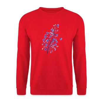 Aquarell Beerenzweig Lavendelblau - Unisex Pullover - Rot - Vorne - Alina (178cm) & Michal (187cm)