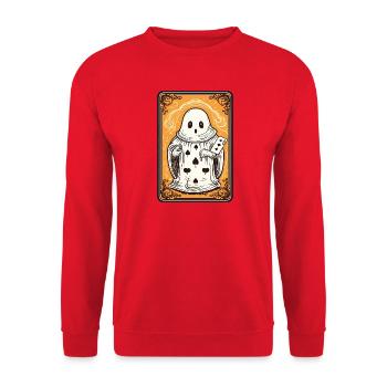 Tarot Karte Geist mit Pik Ass Karte - Unisex Pullover - Rot - Vorne - Alina (178cm) & Michal (187cm)