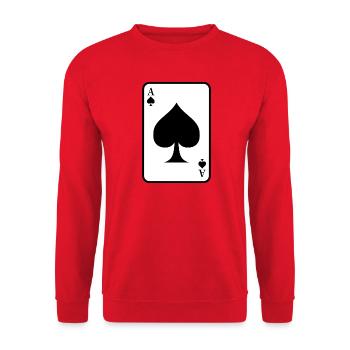 Pik-Ass Spielkarte - Unisex Pullover - Rot - Vorne - Alina (178cm) & Michal (187cm)