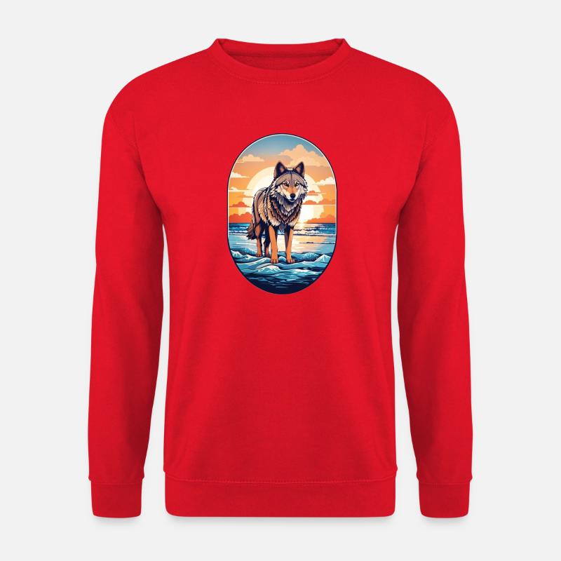 Wolf on the beach - Unisex Sweatshirt - red