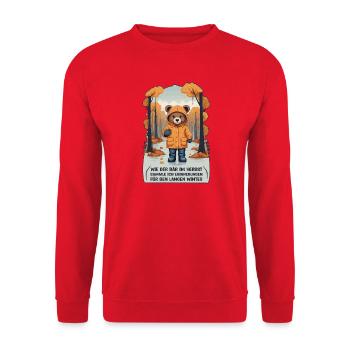 Comme l’ours en automne - Sweat-shirt Unisexe - rouge - Devant - Alina (178cm) & Michal (187cm)