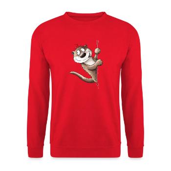 Droll Otter Animal Motif I Sea Otter - Unisex Sweatshirt - red - Front - Alina (178cm) & Michal (187cm)