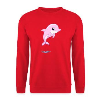 Baby pink dolphin jumping out of the water - Unisex Sweatshirt - red - Front - Alina (178cm) & Michal (187cm)