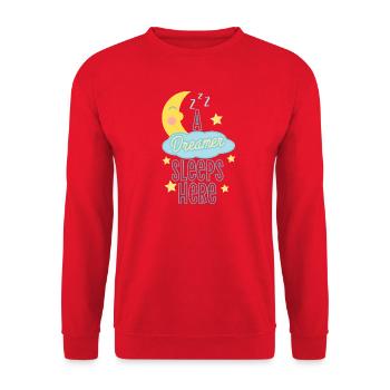 Schlafender Träumer Astronaut Design - Unisex Pullover - Rot - Vorne - Alina (178cm) & Michal (187cm)
