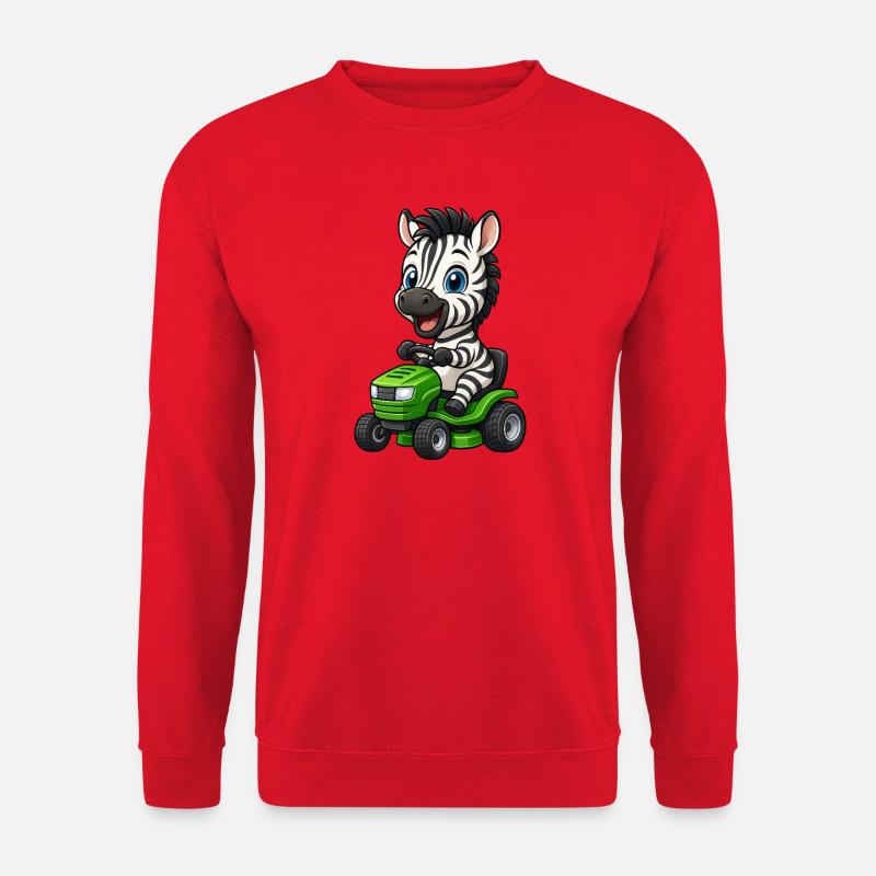 Süßes Zebra Rasenmäher Gartenbau - Unisex Pullover - Rot