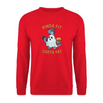 Kinda Fit Sorta Fat Funny Gym Cute Hippo Retro - Unisex Pullover - Rot - Vorne - Alina (178cm) & Michal (187cm)