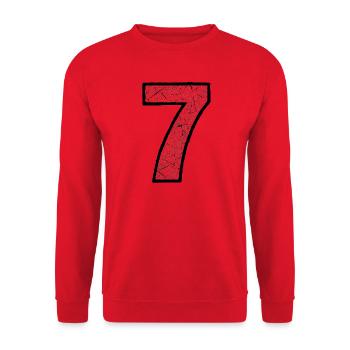 Rissiger Sieben Ziffer Muster - Unisex Pullover - Rot - Vorne - Alina (178cm) & Michal (187cm)