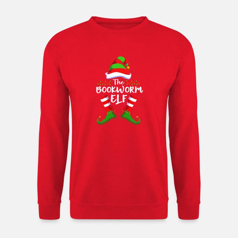 Elfe Elf Weihnachtsgeschenk Bücher Lesen - Unisex Pullover - Rot
