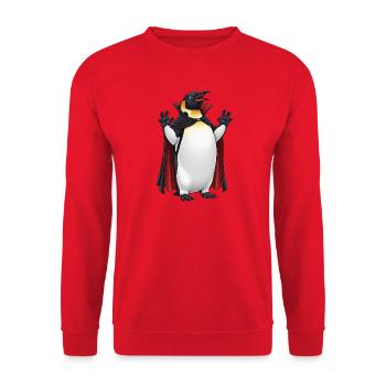 Funny Halloween Penguin Vampire Creepy Cartoon - Unisex Sweatshirt - red - Front - Alina (178cm) & Michal (187cm)
