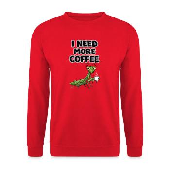 J’ai besoin de plus de café Mantis - Sweat-shirt Unisexe - rouge - Devant - Alina (178cm) & Michal (187cm)