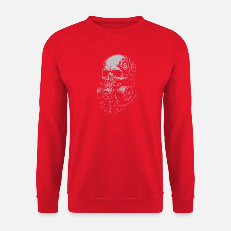 Steampunk-Totenkopf-Gasmaske - Unisex Pullover - Rot