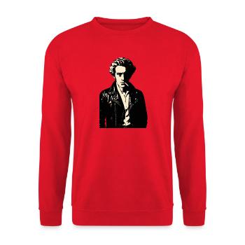 Portrait du rebelle de Soren Kierkegaard en cuir - Sweat-shirt Unisexe - rouge - Devant - Alina (178cm) & Michal (187cm)