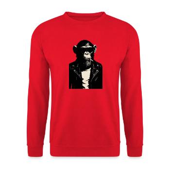 Monkey Rebel Leather Jacket - Unisex Sweatshirt - red - Front - Alina (178cm) & Michal (187cm)