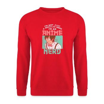 Graphique de citation drôle de nerd d’anime pas de nerd ordinaire - Sweat-shirt Unisexe - rouge - Devant - Alina (178cm) & Michal (187cm)