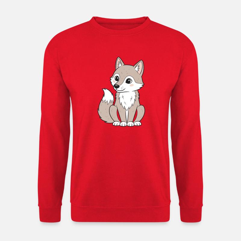Kuscheliger Cartoon-Wolf - Unisex Pullover - Rot