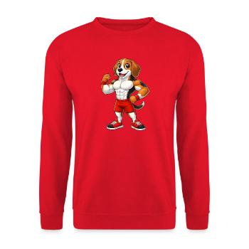 Strong Beagle Dog Bodybuilder Fitness Muscles - Unisex Sweatshirt - red - Front - Alina (178cm) & Michal (187cm)