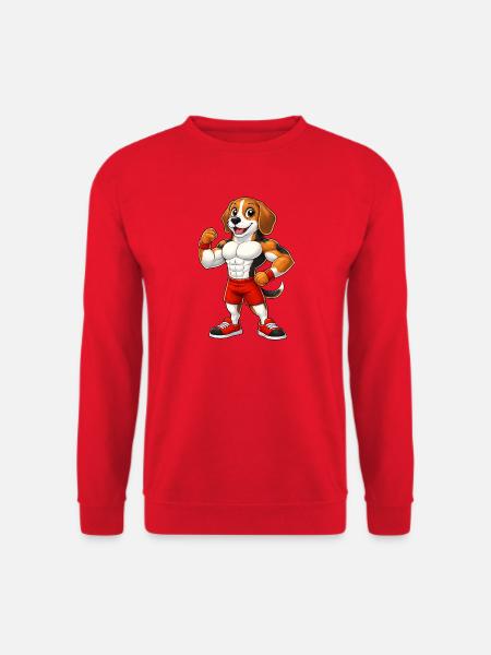 Strong Beagle Dog Bodybuilder Fitness Muscles - Unisex Sweatshirt - red