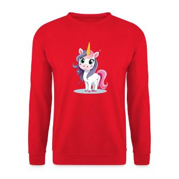Unicorn with colorful mane - Unisex Sweatshirt - red - Front - Alina (178cm) & Michal (187cm)