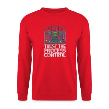Trust The Process Control Prozessleittechnik - Unisex Sweatshirt - red - Front - Alina (178cm) & Michal (187cm)