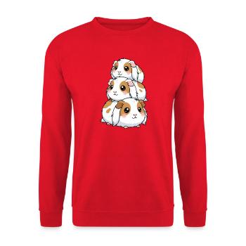 Stacked Guinea Pig Kawaii Trio - Unisex Sweatshirt - red - Front - Alina (178cm) & Michal (187cm)