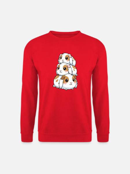 Stacked Guinea Pig Kawaii Trio - Unisex Sweatshirt - red