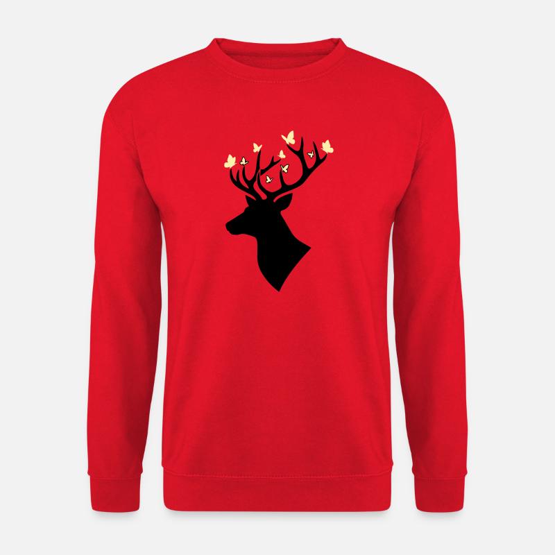 Jaune papillon tête de cerf - Sweat-shirt Unisexe - rouge