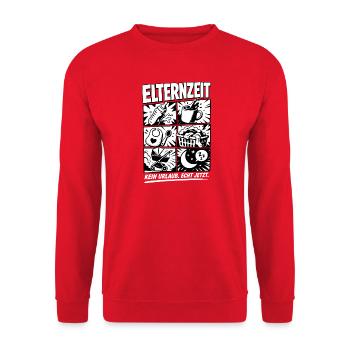 Elternzeit Comic Symbole - Unisex Pullover - Rot - Vorne - Alina (178cm) & Michal (187cm)