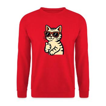 Chat avec des lunettes de soleil et le pouce levé - Sweat-shirt Unisexe - rouge - Devant - Alina (178cm) & Michal (187cm)