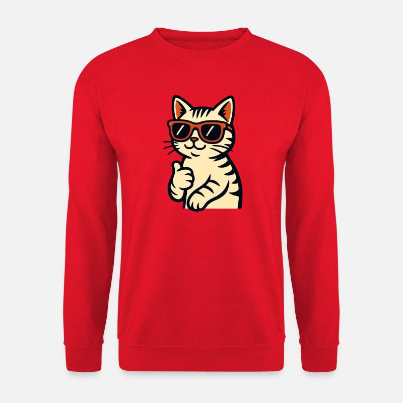 Cat with sunglasses and thumbs up - Unisex Sweatshirt - red