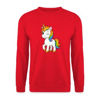 Rainbow Unicorn Motif - Unisex Sweatshirt - red - Front - Alina (178cm) & Michal (187cm)