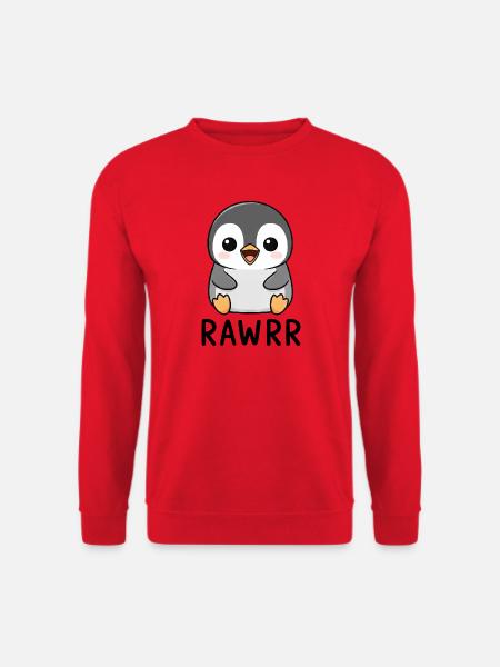 Cute Cartoon Penguin Chibi Rawr - Unisex Sweatshirt - red