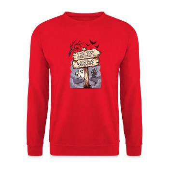 Geisterzeichen Spuk-Nacht-Zauber - Unisex Pullover - Rot - Vorne - Alina (178cm) & Michal (187cm)