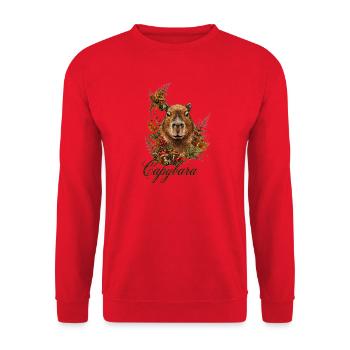 Herbstkapybara Walddesign - Unisex Pullover - Rot - Vorne - Alina (178cm) & Michal (187cm)