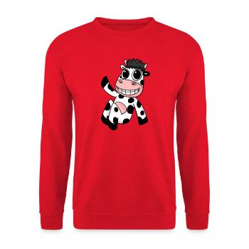 Kuh Motiv - Unisex Pullover - Rot - Vorne - Alina (178cm) & Michal (187cm)