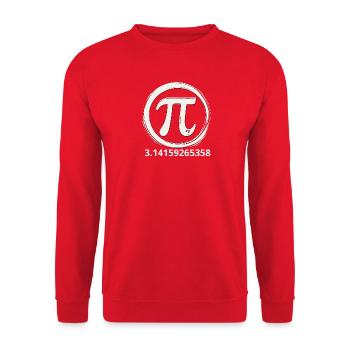 Gestrichenes Pi Kreis Motiv - Unisex Pullover - Rot - Vorne - Alina (178cm) & Michal (187cm)