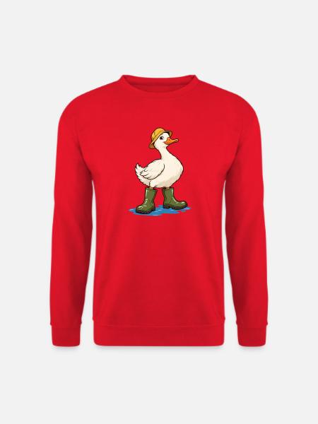 Ente mit Gummistiefeln - Unisex Pullover - Rot
