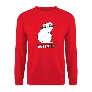 Niedliche Katze What - Unisex Pullover - Rot - Vorne - Alina (178cm) & Michal (187cm)