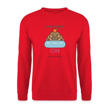 Calm Mode Capy Bath - Unisex Pullover - Rot - Vorne - Alina (178cm) & Michal (187cm)