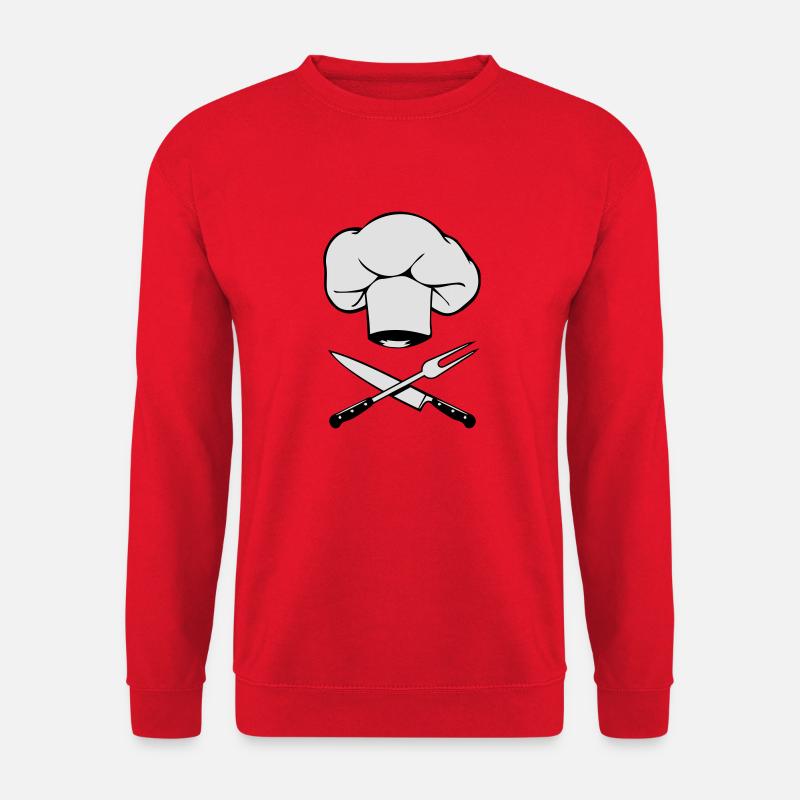 kochen kochmütze messer gabel design - Unisex Pullover - Rot
