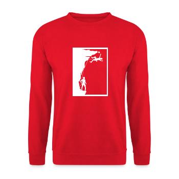 Bouldern Klettern - Unisex Pullover - Rot - Vorne - Alina (178cm) & Michal (187cm)