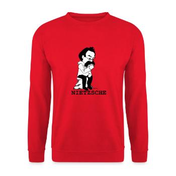 Nietzsche - Unisex Pullover - Rot - Vorne - Alina (178cm) & Michal (187cm)