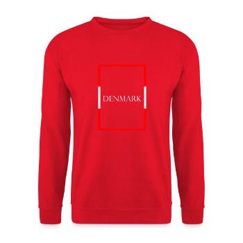 Denmark Denmark, Statement lettering with flag - Unisex Sweatshirt - red - Front - Alina (178cm) & Michal (187cm)