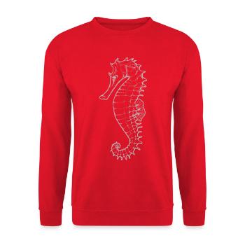 Seepferdchen Silhouette - Unisex Pullover - Rot - Vorne - Alina (178cm) & Michal (187cm)