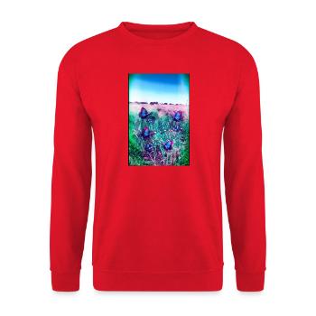 blue butterflies - Unisex Sweatshirt - red - Front - Alina (178cm) & Michal (187cm)