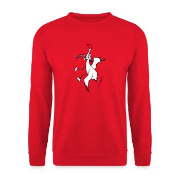 Kreischmöwe © Chyropterum Innoxius - Unisex Pullover - Rot - Vorne - Alina (178cm) & Michal (187cm)