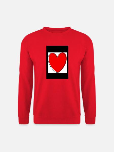 Herz rot Muster Herzmuster Geschenk Herz Muster h - Unisex Pullover - Rot
